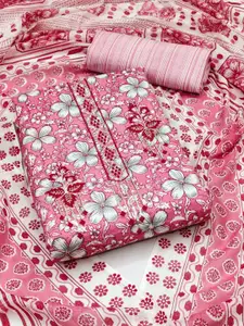 Panzora Floral Printed Sequinned Unstitched Dress Material