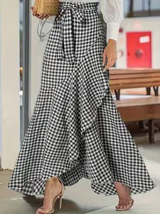 StyleCast Checked Wrap Maxi Skirt