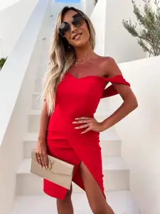 StyleCast Red Off Shoulder Bodycon Dress