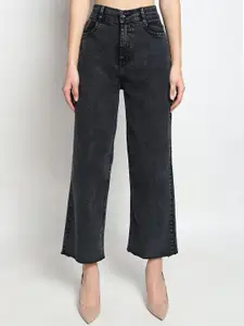 TYFFYN Women Wide Leg High-Rise Heavy Fade Stretchable Jeans