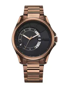 Fastrack Men Brass Dial & Stainless Steel Bracelet Style Straps Analogue Watch 3323QM01