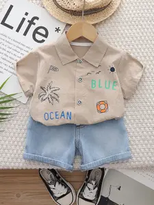 StyleCast x Revolte Boys Printed Short Sleeves Shirt With Shorts