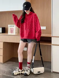 StyleCast x Revolte Women Typography Printed Hooded Sweatshirt