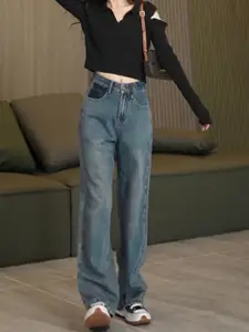 StyleCast Women Straight Fit High-Rise Light Fade Jeans