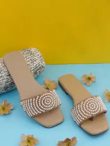 BAESD Women Embellished Party Open Toe Flats