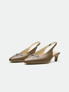Oroh Newport Leather Kitten Heel Mules with Bows