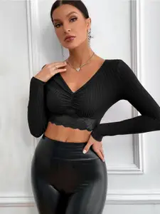 StyleCast Women Ribbed Fitted Crop Top