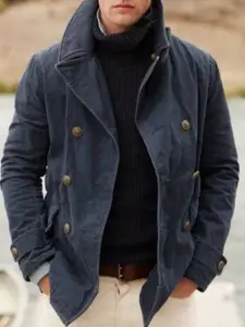 StyleCast Men Navy Blue Washed Tailored Jacket