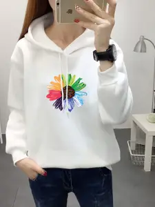 StyleCast x Revolte Women Floral Printed Cotton Hooded Sweatshirt