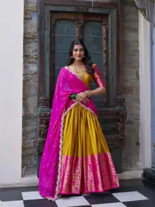 LOOKNBOOK ART Ethnic Woven Design Ready to Wear Lehenga & Unstitched Blouse With Dupatta