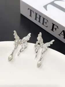 KRENOZ Silver-Plated Pearls Beaded Animal Shaped Studs