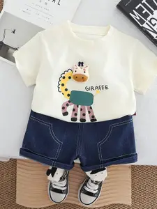 StyleCast x Revolte Boys Printed Round Neck T-Shirt With Shorts