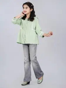 DMP FASHION Girl Round Neck Lace Inserts Cotton Shirt Style Top