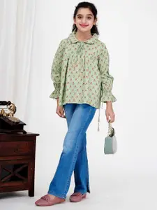 DMP FASHION Girls Floral Printed A-Line Regular Top