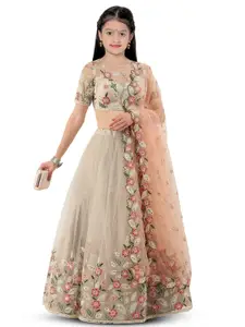 BAESD Girls Embroidered Semi-Stitched Lehenga & Unstitched Blouse With Dupatta