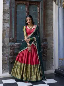 LOOKNBOOK ART Ethnic Woven Design Ready to Wear Lehenga & Unstitched Blouse With Dupatta