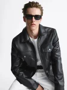 MECNEX Men Solid Lightweight Leather Jacket