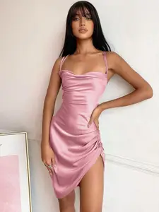 StyleCast LULU & SKY Cowl Neck Ruched Sheath Dress