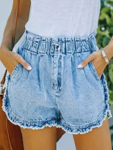 StyleCast Women Solid Loose Fit Denim Shorts