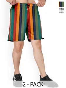 Moda Rapido Men Pack of 2 Striped Printed Shorts