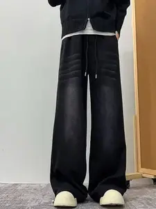 StyleCast x Revolte Men Wide Leg Mid-Rise Dark Jeans