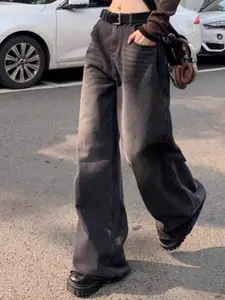 StyleCast Women Wide Leg Dark Fade Mid-Rise Jeans