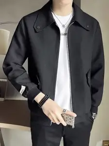 StyleCast x Revolte Men Spread Collar Solid Casual Bomber Jacket