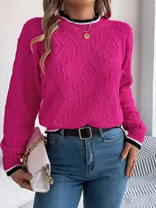 StyleCast x Revolte Women Cable Knit Round Neck Sweater Pullover