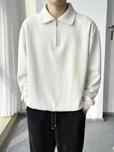 StyleCast x Revolte Men Solid Shirt Collar Pullover Sweatshirt