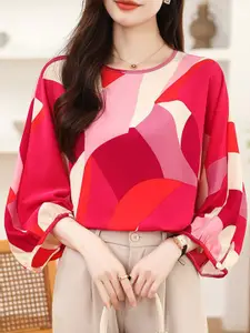 StyleCast Women Abstract Printed Round Neck Longline Top