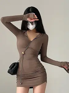 StyleCast x Revolte Women Shirt Collar Bodycon Mini Dress