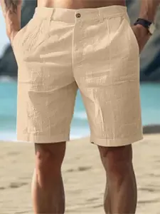 StyleCast x Revolte Men High-Rise Regular Fit Linen Shorts