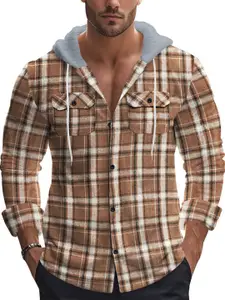 StyleCast x Revolte Men Checked Hooded Sweatshirt