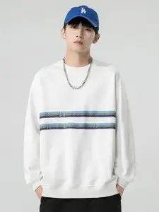 StyleCast x Revolte Men Geometric Printed Cotton Pullover Sweatshirt