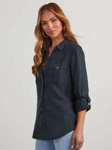 StyleCast Women Regular Fit Spread Collar Solid Cotton Casual Shirt
