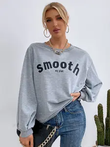 StyleCast Grey Typography Printed Sweatshirt