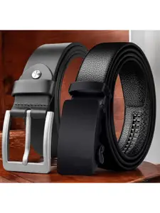 The Roadster Lifestyle Co. Men Set Of 2 Textured Genuine Leather Belts