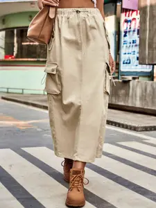 StyleCast Cotton A-Line Midi Skirt