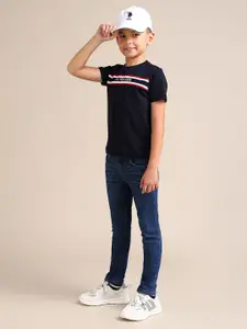 U.S. Polo Assn. Kids Boys Skinny Fit Mid-Rise Stretchable Jeans