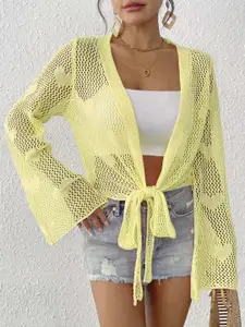 StyleCast x Revolte Self Design Long Sleeves Tie-Up Shrug