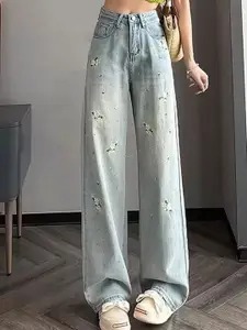 StyleCast x Revolte Women Relaxed Fit Mid Rise Clean Look Light Fade Stretchable Jeans