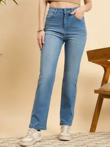Mast & Harbour Women Straight Fit High-Rise Light Fade Cotton Non Stretchable Jeans