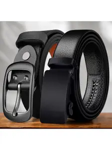 The Roadster Lifestyle Co. Men Pack Of 2 Genuine Leather Formal Belt