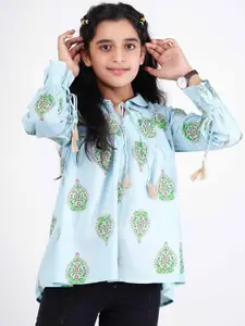 DMP FASHION Girls Ethnic Motifs Embroidered Peter Pan Collar A-Line Tops