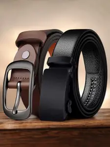 The Roadster Lifestyle Co. Men Set Of 2 Textured Leather Belts