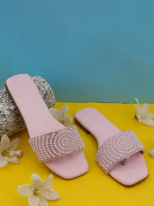 BAESD Women Embellished Party Open Toe Flats