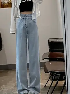 StyleCast Women Straight Fit High-Rise Cotton Jeans