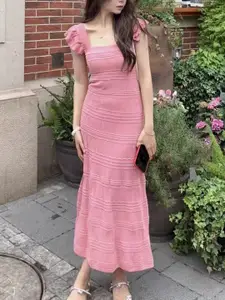 StyleCast x Revolte Square Neck Flutter Sleeves A-Line Maxi Dress