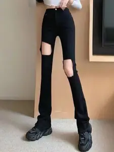 StyleCast x Revolte Women Highly Distressed Mid-Rise Stretchable Jeans