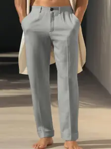 StyleCast x Revolte Men Cotton Easy Wash Flat-Front Trousers